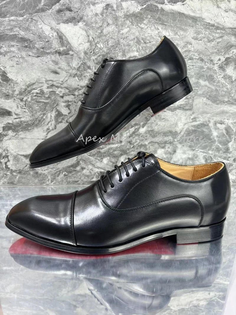 

Designer Men's Patent Leather Round Toe Oxford Shoes Genuine Leather Waterproof Glossy Lace Up Business Formal Wedding Shoes