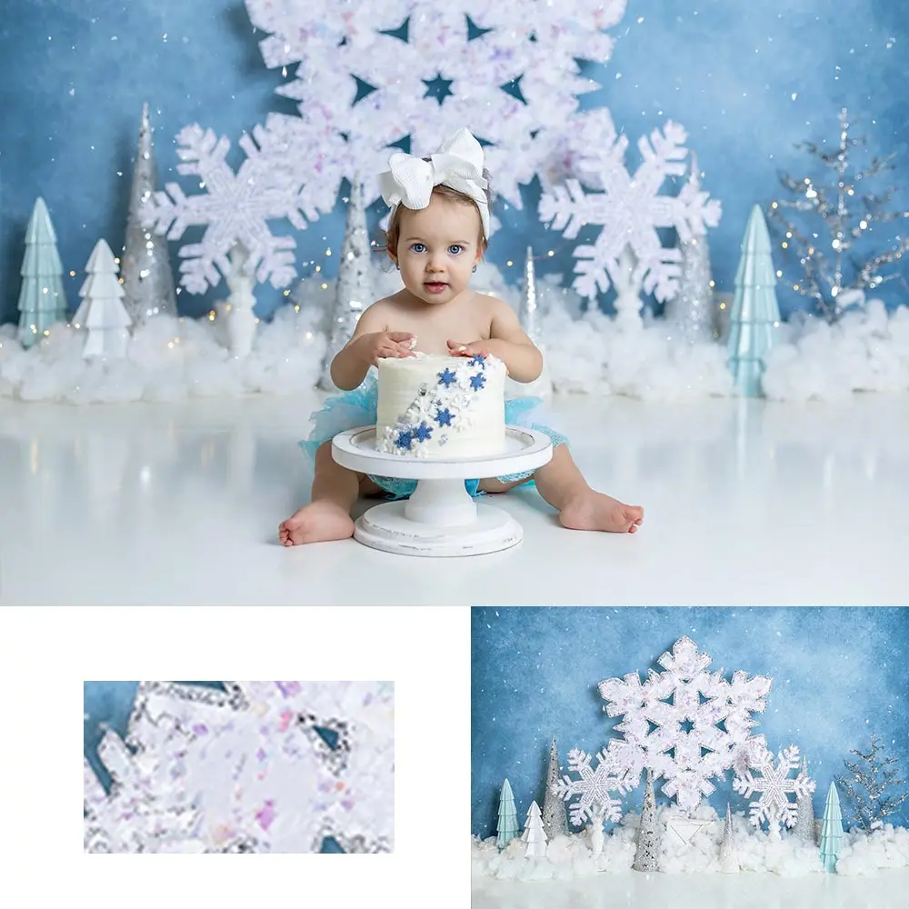 

Snowy Glittery Flakes Trees Photography Backdrop Kids Baby Cake Smash Photocall Decors Child Adult Birthday Studio Backgrounds