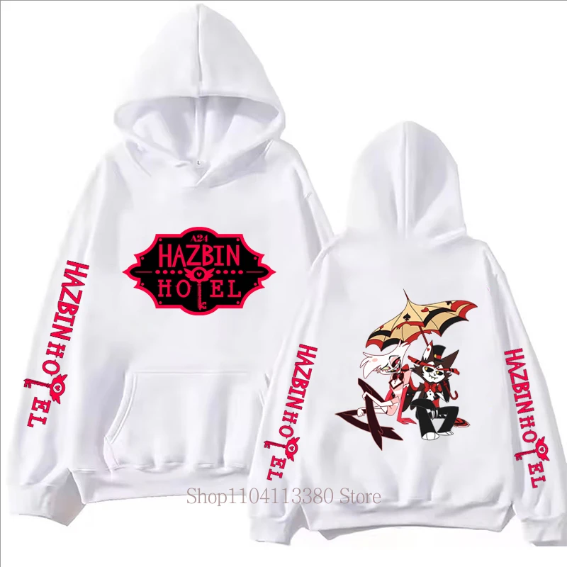 Hazbin Hotel Grafik Druck Männer Kleidung Hoodies Herbst Winter Casual Mode Frauen Streetwear Y2K Langarm Tops Fleece Pullover