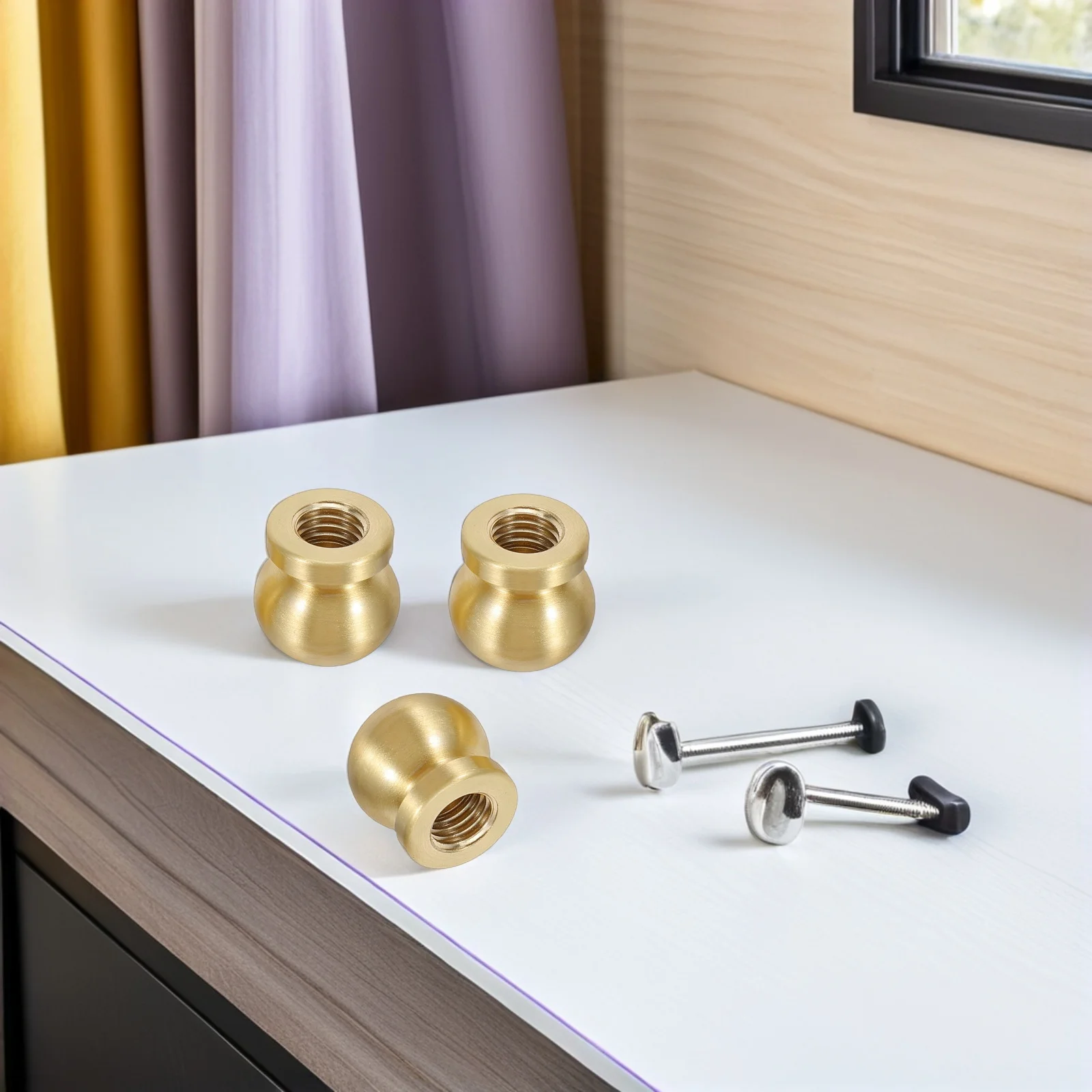 

4Pcs Round Brass Furniture Feet - Decorative Wood Box Risers for Jewelry Chest Cabinet Tray Leg Hardware Box Hardware Feet