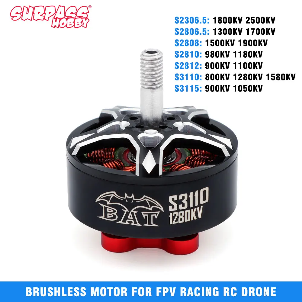 SURPASS HOBBY Brushless Motor 4PCS 4-8S 900-2500KV 14 Poles M5 Shaft for FPV Racing RC Airplane Drone Parts