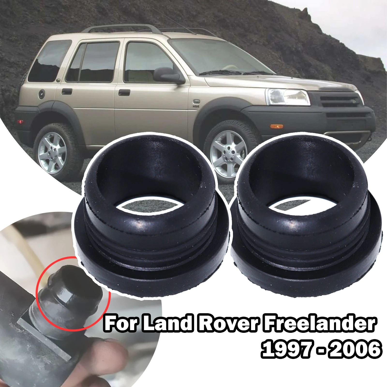 

2pcs For Land Rover Freelander 1997 - 2006 Washer Pump Grommets Seal Gasket Windshield Reservoir Rubber Bottle Leaking Repair