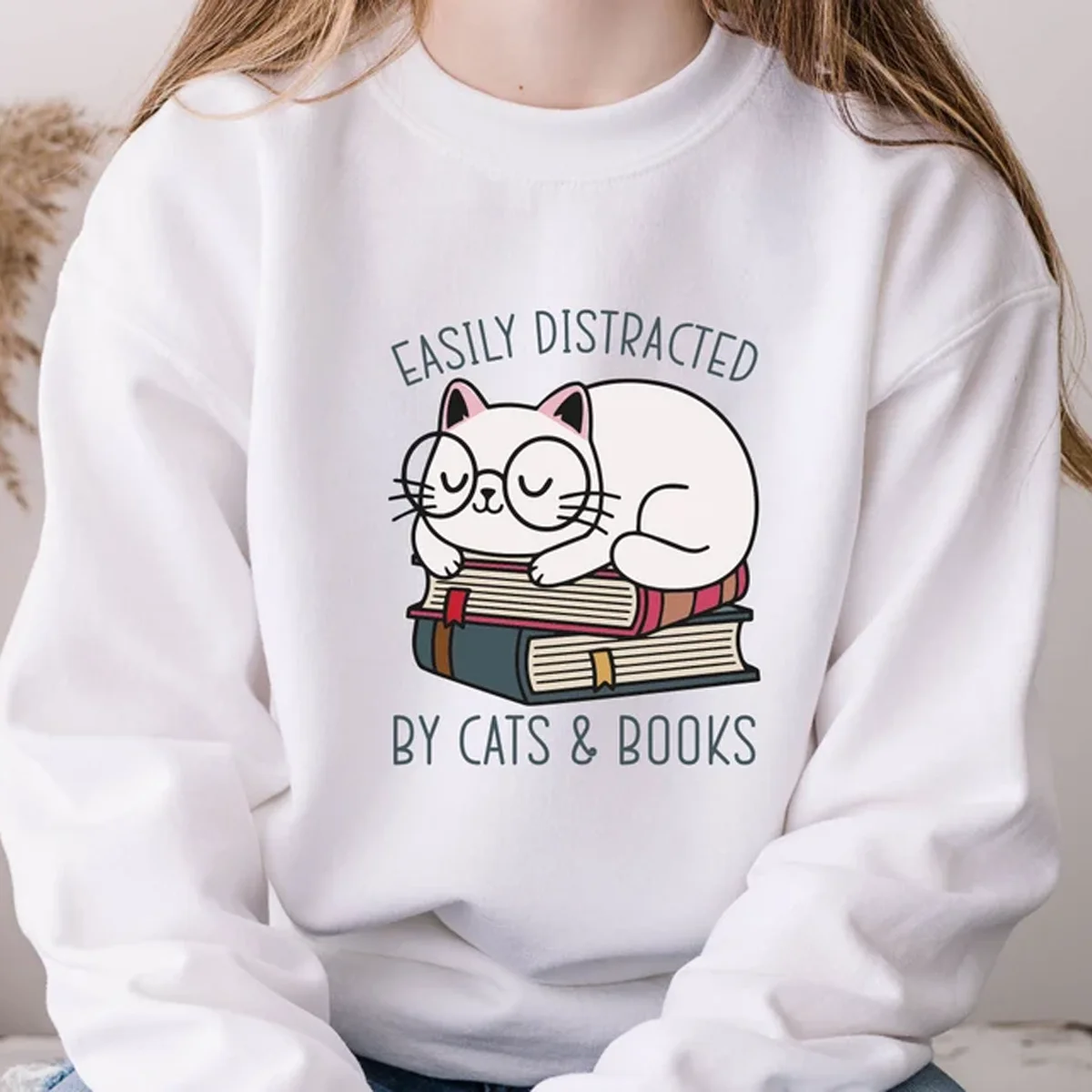 Funny Cat Sweatshirt, Book Lover Gift, Bookish Gifts, Cat Mum Sweater, Book Jumper, Cat Lover Gifts, Bookish Jumper, Funny Book