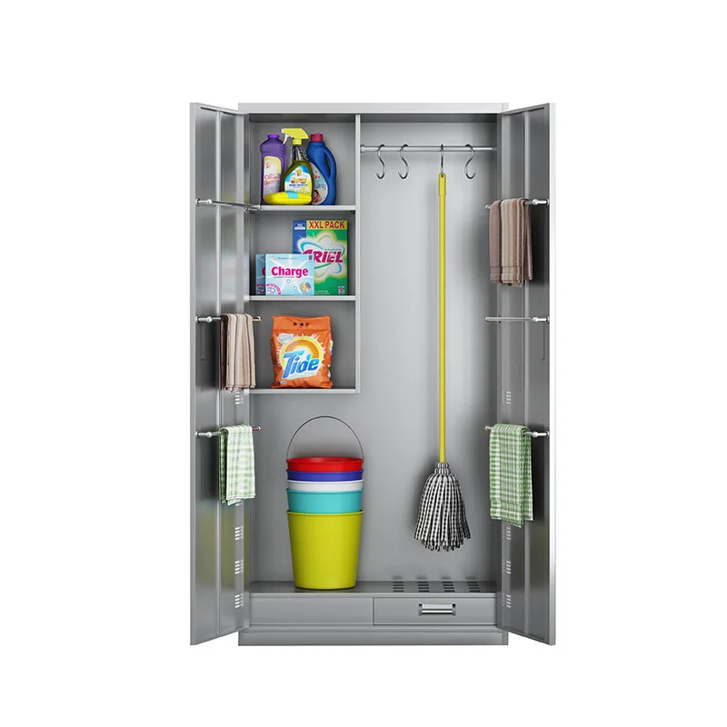 304 stainless steel cleaning cabinet school factory cleaning hygiene tool cabinet household storage mop broom storage cabinet