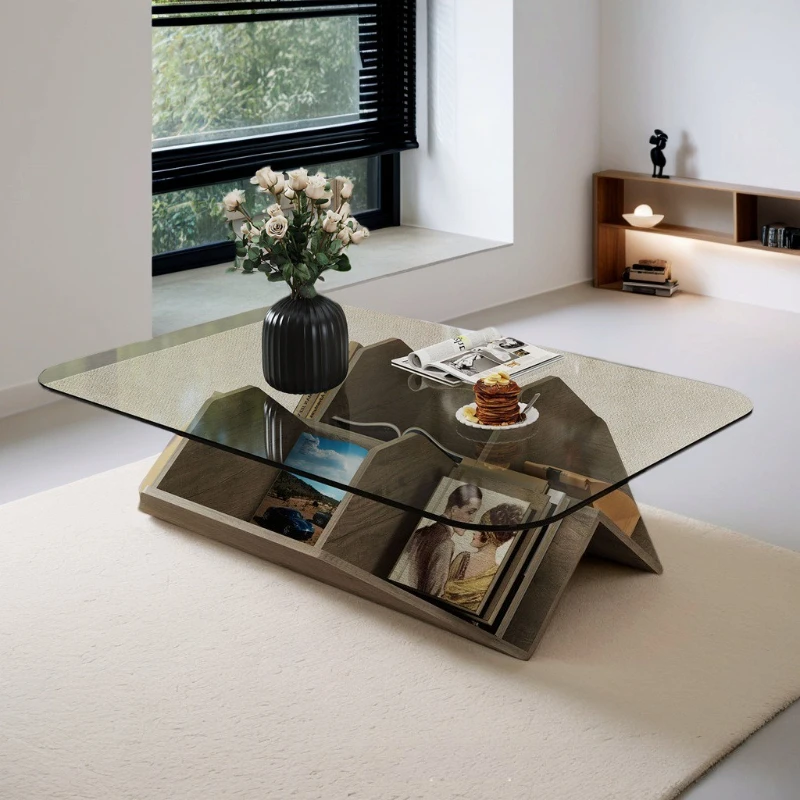 Creative high-end art glass coffee table Italian minimalist living room household small apartment modern simple square coffee