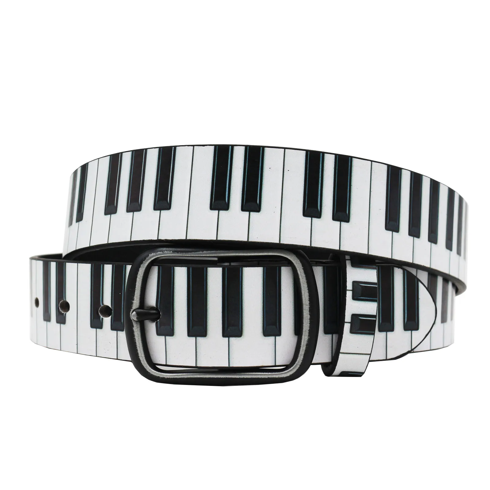 Gothic Punk Style 3D Piano Key Pattern Print Y2K Belt Cowgirl & Cowboy Belt With Original Design Belt For Men