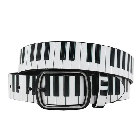 Gothic Punk Style 3D Piano Key Pattern Print Y2K Belt Cowgirl & Cowboy Belt With Original Design Belt For Men