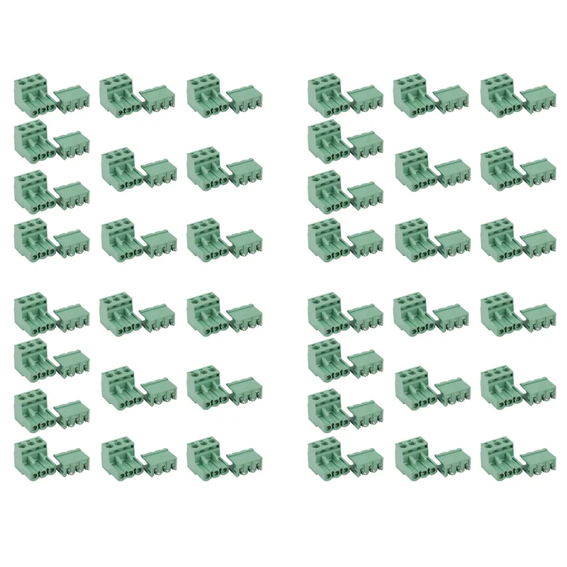 40Pcs 5.08Mm Pitch 3Pin Plug-In Screw PCB Terminal Block Connector Right Angle