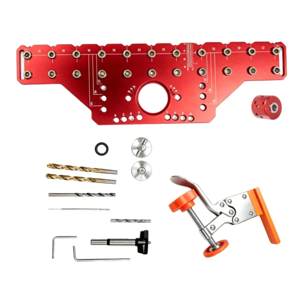 Shelf Pin Jig And Hinge Jig Aluminum Alloy 2-in-1 Hole For Driller Set Shelf Pin Drilling Guide Jig Aluminum Pocket Hole Jig Kit