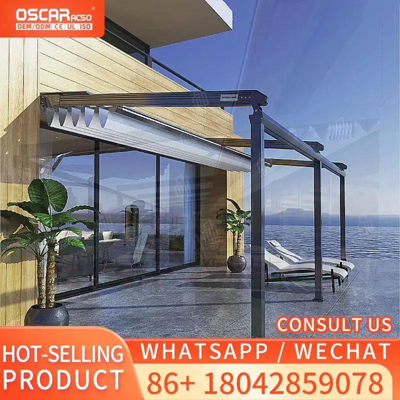 

Folding Motorized Retractable Outdoor Awning for Patio Restaurant Aluminum Roof Retractable Canopy Pergola