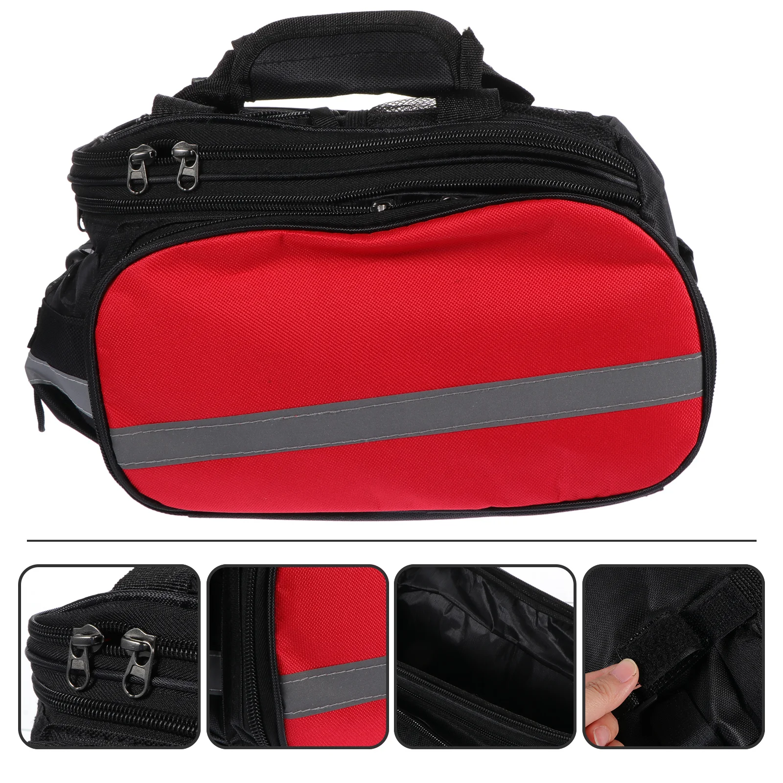 

Bike Rear Rack Bag Waterproof Oxford Cloth Large Capacity Riding Pack Reflective Strip Design Multi-Use Bike Pouch for Mobile