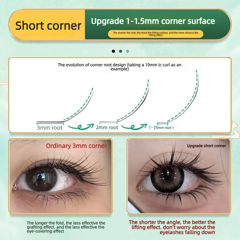 18MM Short Root L-shaped Wide Angle 1mm Camellia Eyelashes LC LD Ultra-Soft Noticeable Lifting Matte Finish Non-Frizz Black