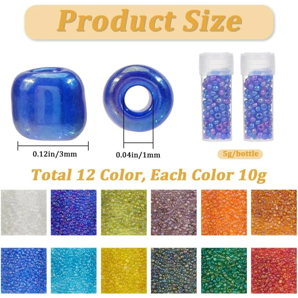 120G Glas-Rocailles, 8/0 Glas-Rocailles, transparente runde Rocailles, 3 mm, kleine Pony-Perlen, Mini-Glasperlen, lose Distanzperlen