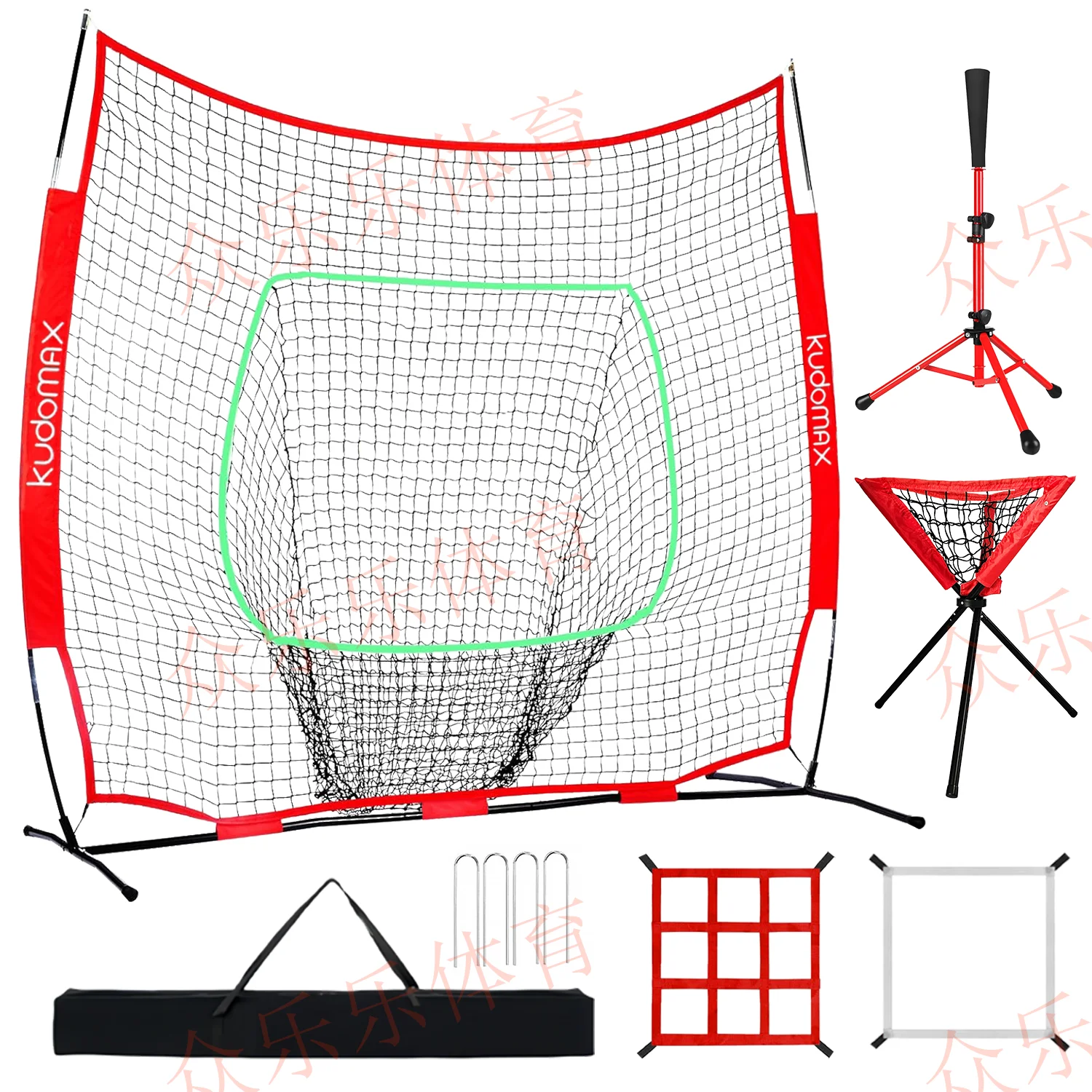 Baseball Practice Net Set Indoor Outdoor Softball Pitching Training Net Batting Cage Kit Oxford Cloth Polyester Hardware
