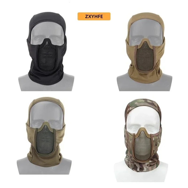 ZXYHFE-mascarillas tácticas de caza, casco protector de seguridad CS, gorra de juego de guerra, malla de acero, Airsoft, Paintball, equipo de tiro