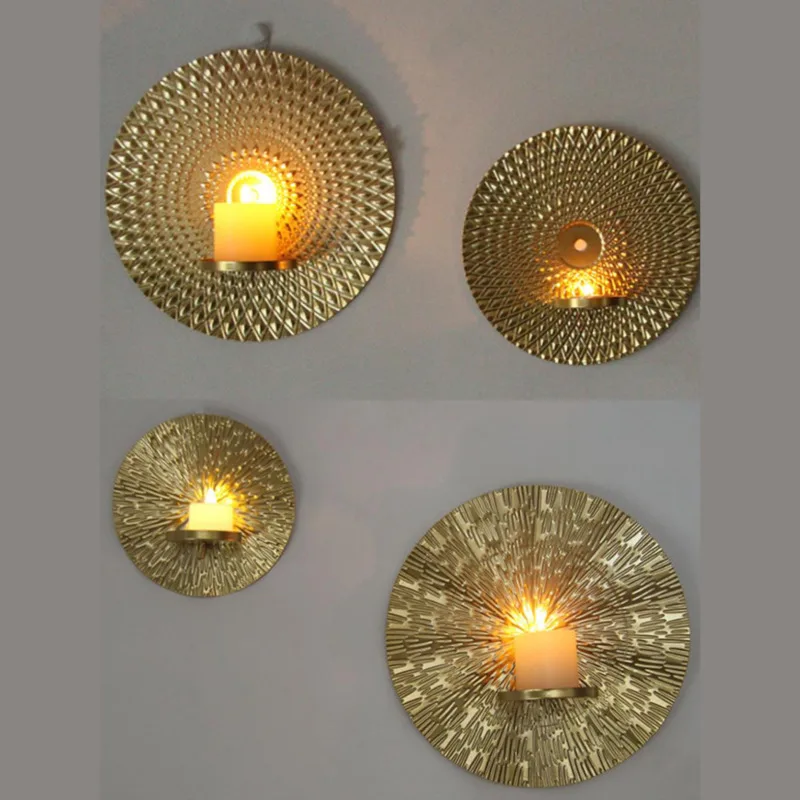 European Style Iron Wall Mounted Candlestick Living Room Home Decor Candle Holder Retro Hanging Pendant