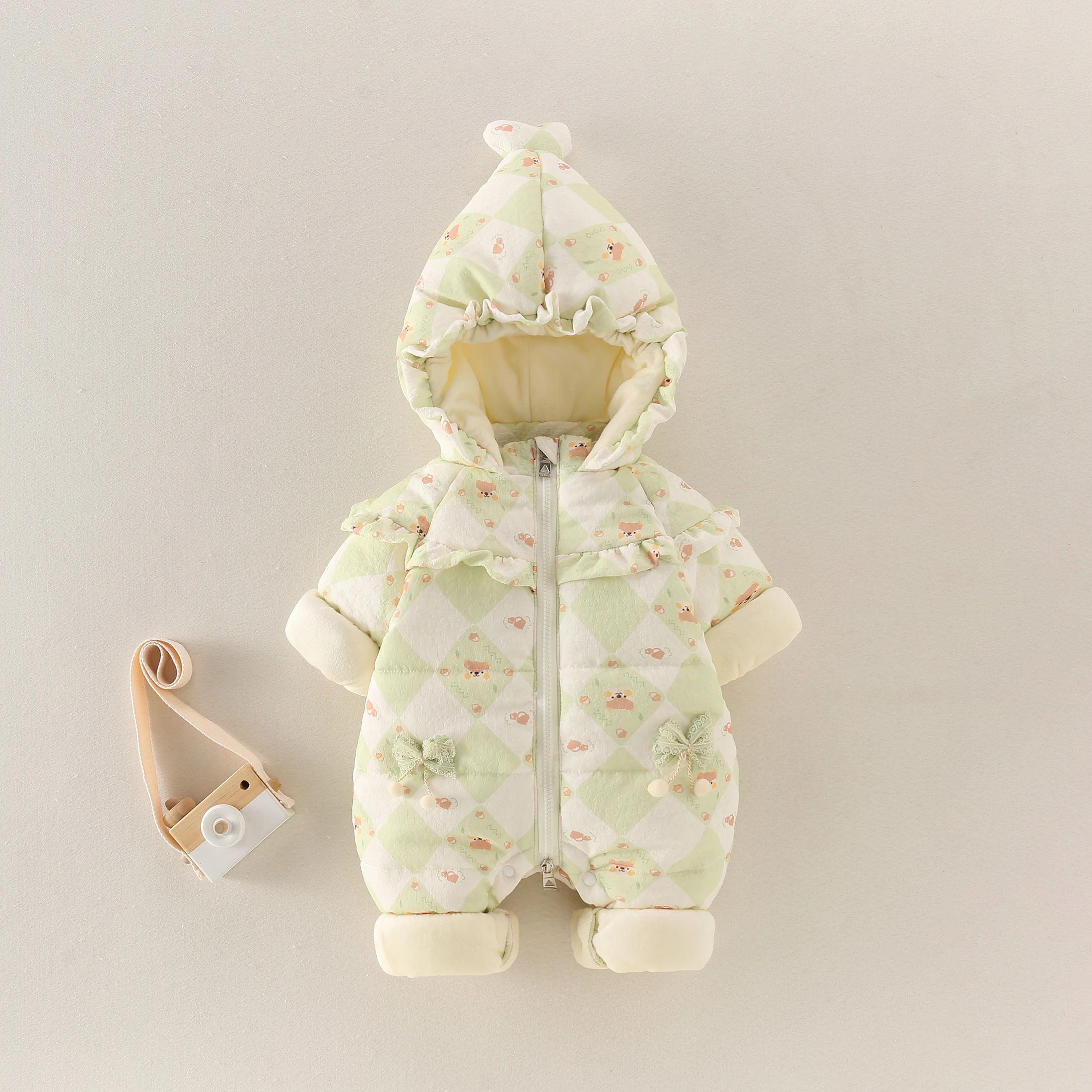 

Зимний детский комбинезон для мальчиков и девочек, теплый хлопковый комбинезон с цветочным принтом для ползания младенцев, одежда унисекс для новорожденных