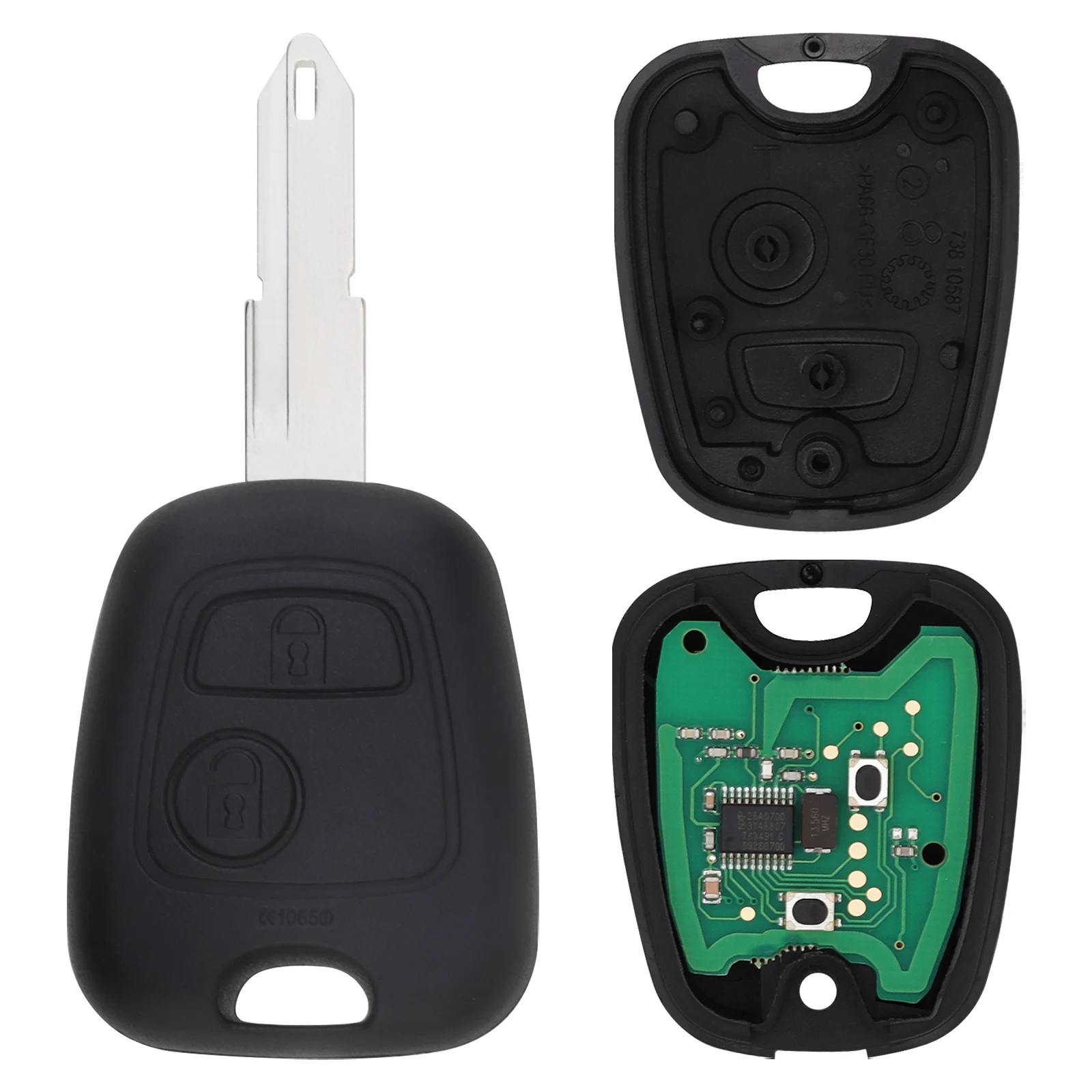 

433MHz 2 Buttons Keyless Uncut Flip Remote Key Fob and NE73 Blade for Peugeot 206 Models