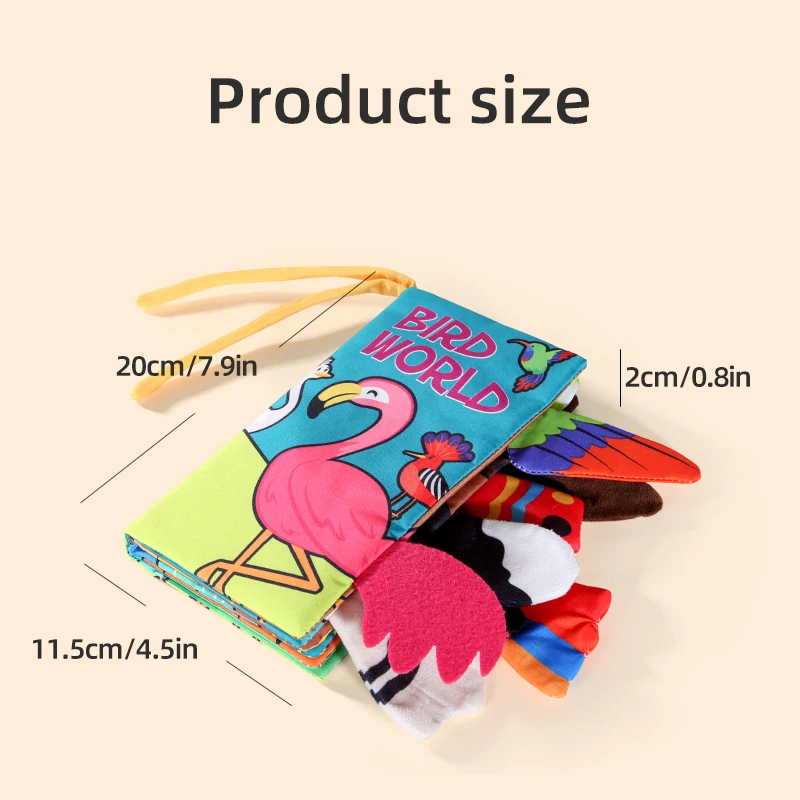 Libro di stoffa per bambini Sei pagine 0-3 anni Giocattoli per la prima educazione infantile Giocattoli per bambini per l'apprendimento cognitivo degli uccelli Regalo per le ragazze dei ragazzi