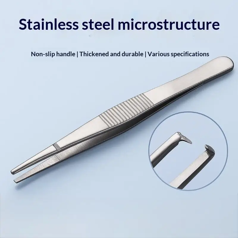 1Pcs Stainless Steel Toothed Tweezers Precise Grip 125/140mm Manipulate Silver Suturing Needle
