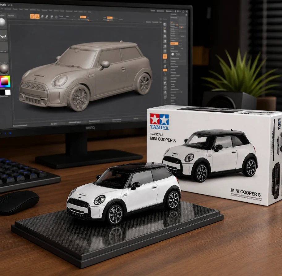 1:24 BMW Mini Cooper S Modellauto aus Metallguss Trendige Heimdekoration & Computer-Schreibtisch-Dekoration Hochdetailliertes Fahrzeugmodell