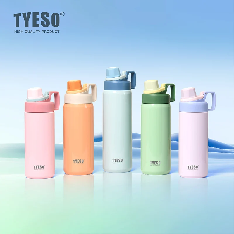 Tyeso 600ML-750ML-900ML Thermoses Sports Water Bottle Insulated Leak-Proof Portable Fitness Flask for Outdoor Workouts