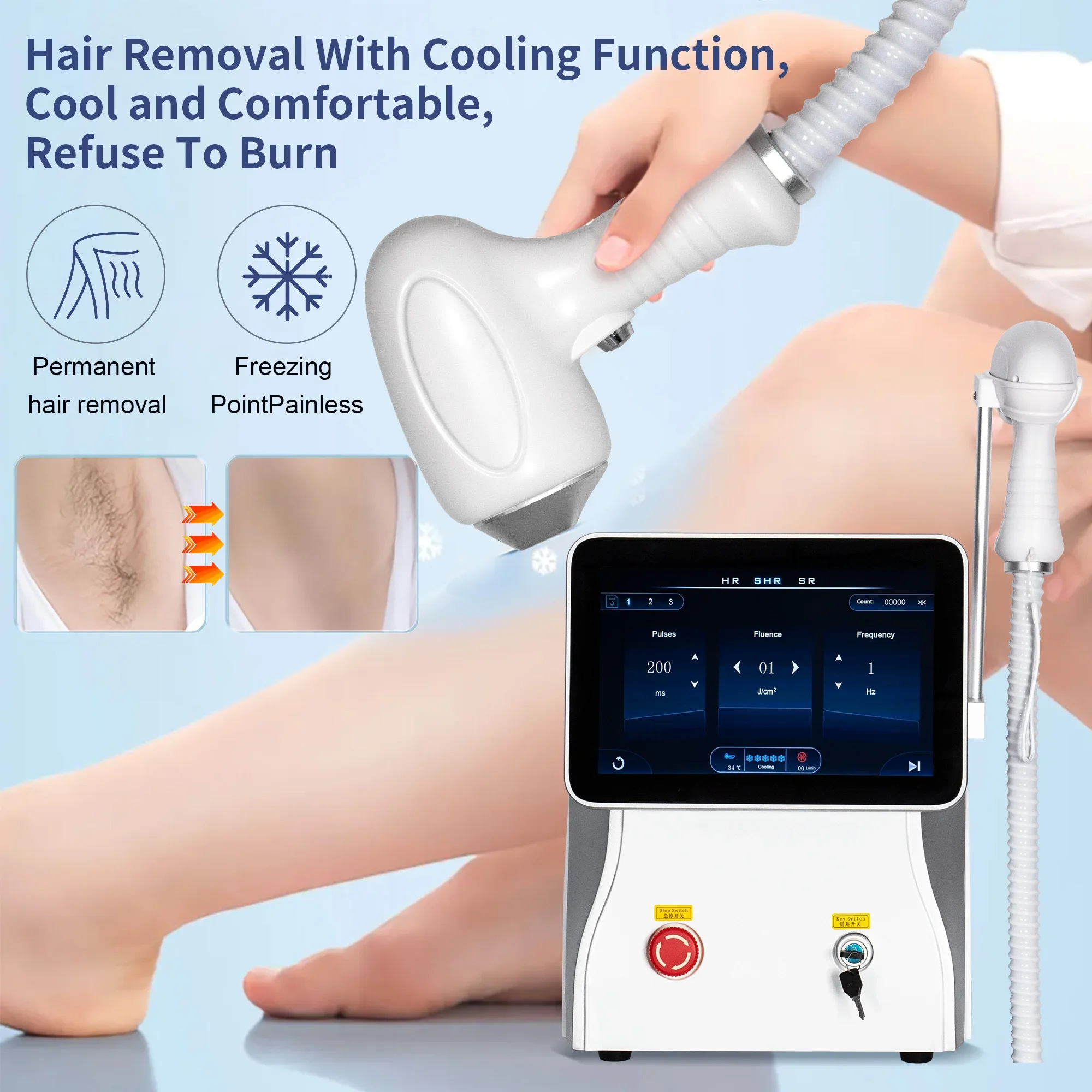 

Powerful Diode Laser Hair Removal Beauty Machine for Women Professional Aesthetic Equipment for PermanentPainlessHairRemove
