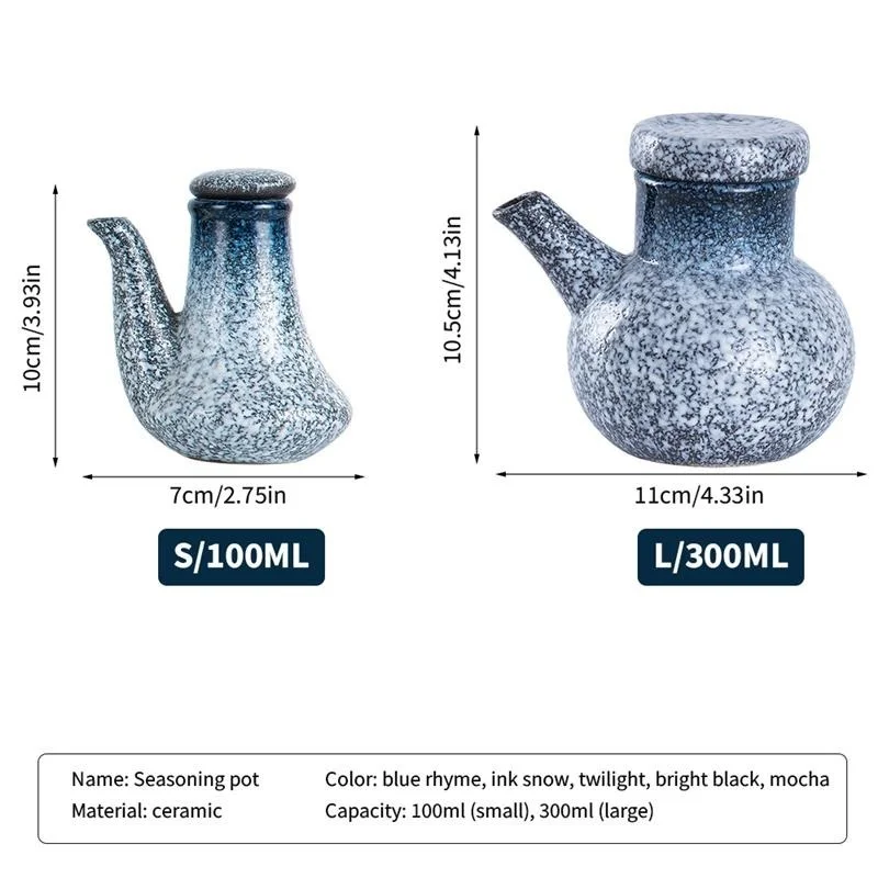 300ML Japanese Style Ceramic Oil Olive Dispenser Soy Sauce Pot Small Vinegar Pot Sauce Jar Oil Bottle Tableware Seasoning Bottle view 6