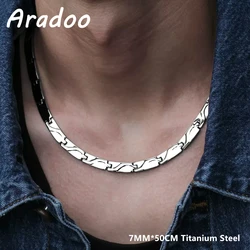Titanium Steel Magnetic Necklace Water Drop Simple Design Stainless Steel Necklaces Men's Collar