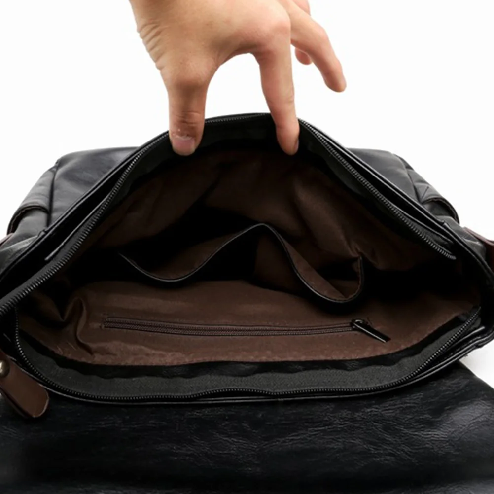 Men PU Briefcase Premium Large Capacity Business Single-Shoulder Bag Wear-Resistant Waterproof Crossbody Outdoor Travel