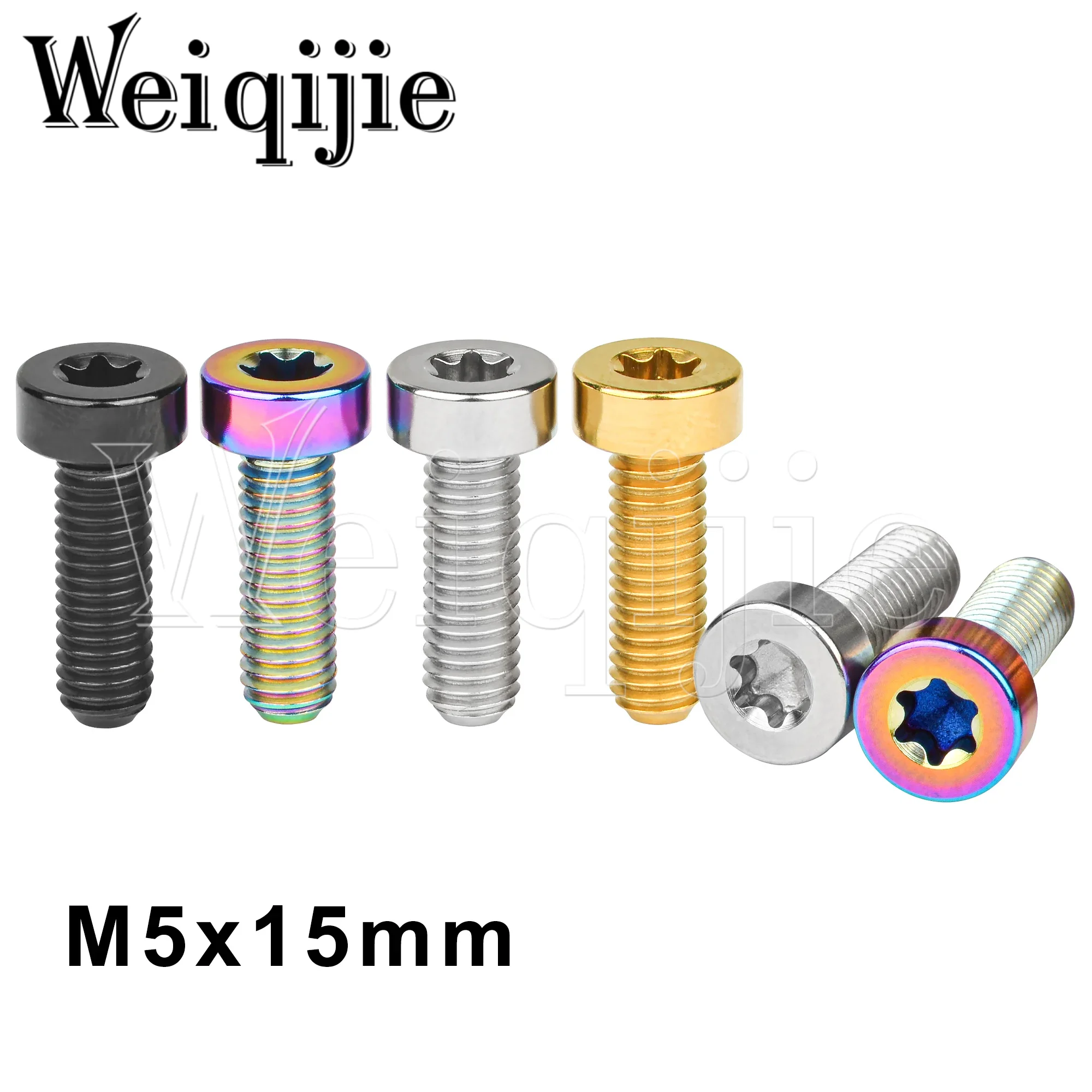 Weiqijie 6pcs Titanium Bolt M5 x 15mm Torx Head Screw for Bicycle Handlebar Derailleur Lever Fixing