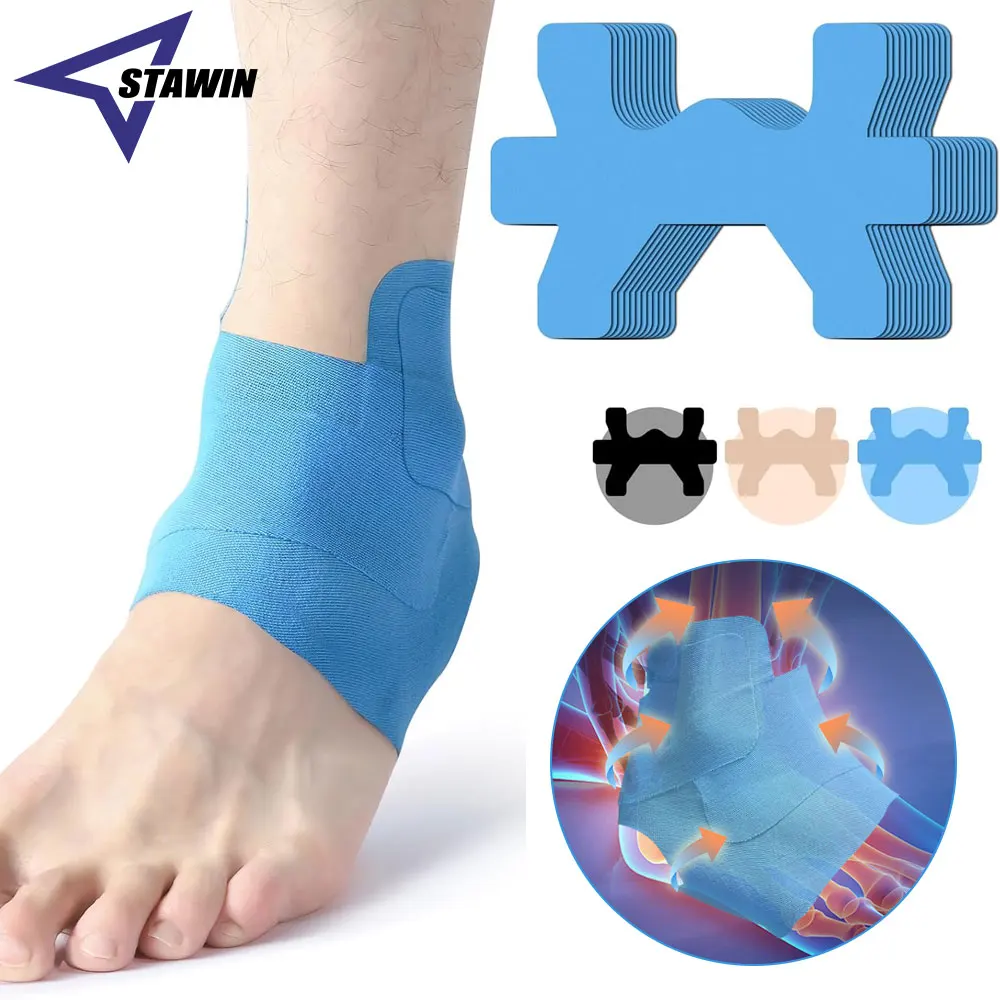 

10 шт./компл. предварительно вырезанная кинезиологическая лента для лодыжки, водонепроницаемая и эластичная, обеспечивающая поддержку и стабильность для бега, пеших прогулок, верховой езды