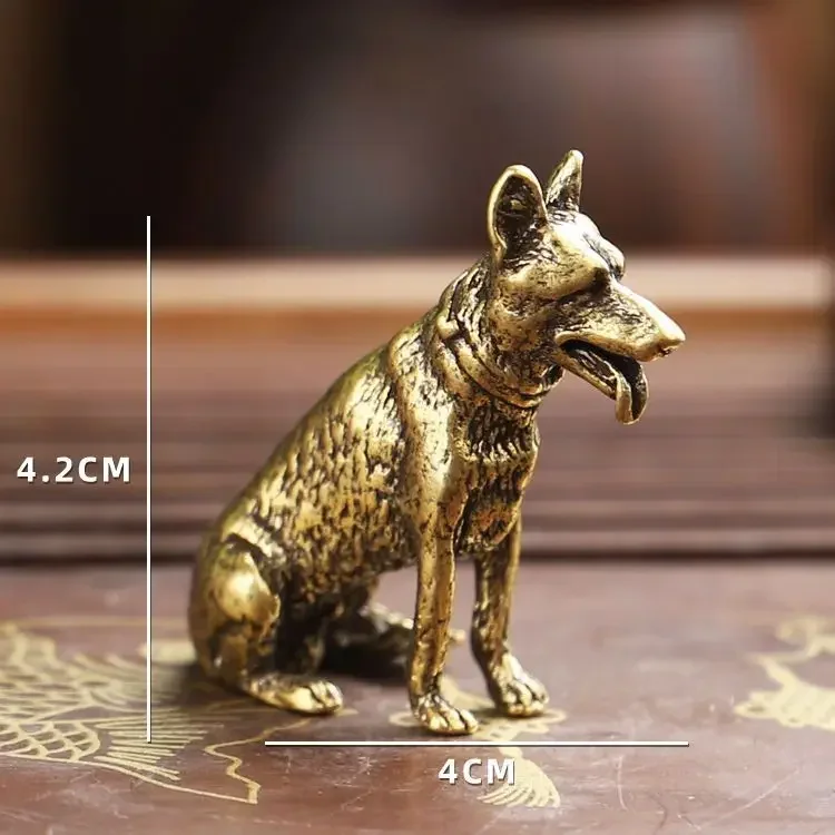 Vintage Copper Lucky Dog Miniatures Figurines Desktop Small