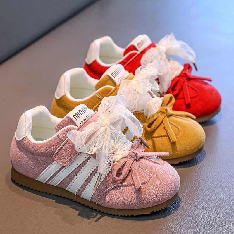 

Новая повседневная обувь для девочек, весенне-осенняя модная спортивная обувь с бантом принцессы, модные массивные кроссовки Sportschuhe Kinder