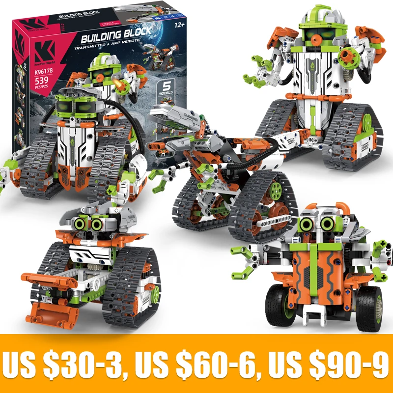 Technical Intelligent Robot APP Remote Control Building Blocks Bricks Programming USB Gift Sets Toys Construction Kids K96178