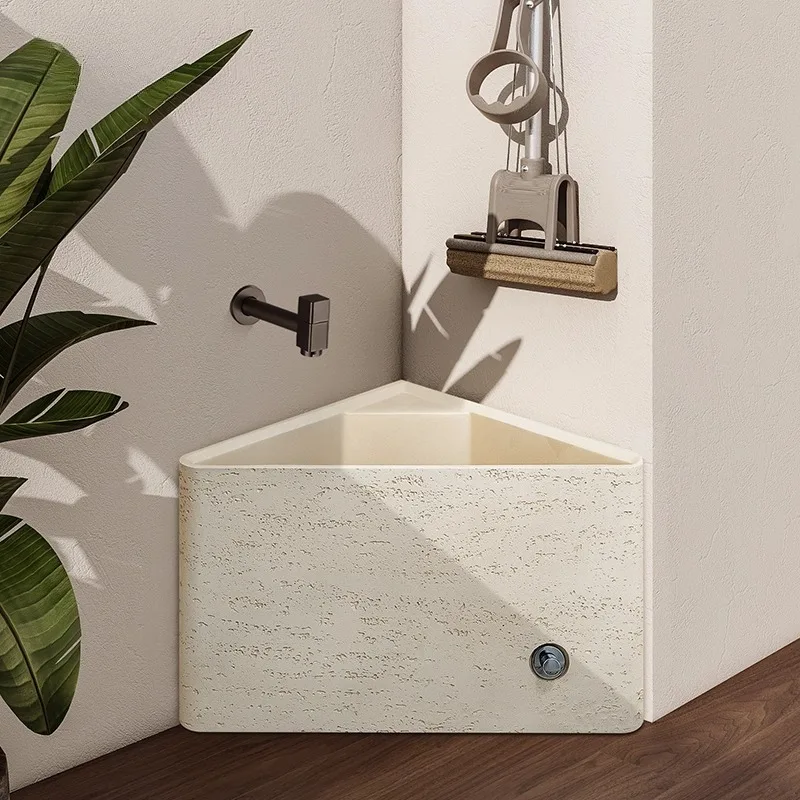 Mop Pool Balcony Outdoor Travertine Mopping Basin Bathroom Triangle Wall Corner Mop Pool