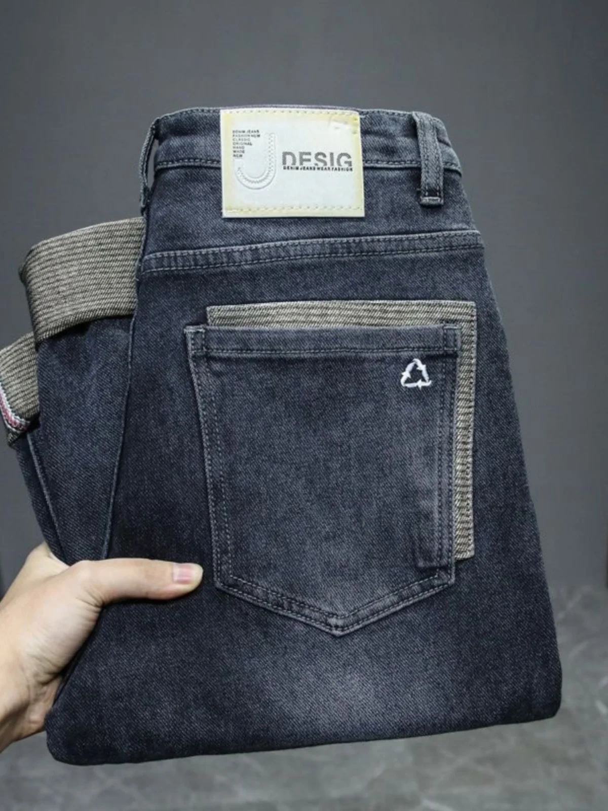 

Высококачественные модные мужские джинсы слим-фит из эластичной ткани, трендовые универсальные длинные брюки, новинка весна-осень, молодежный стиль