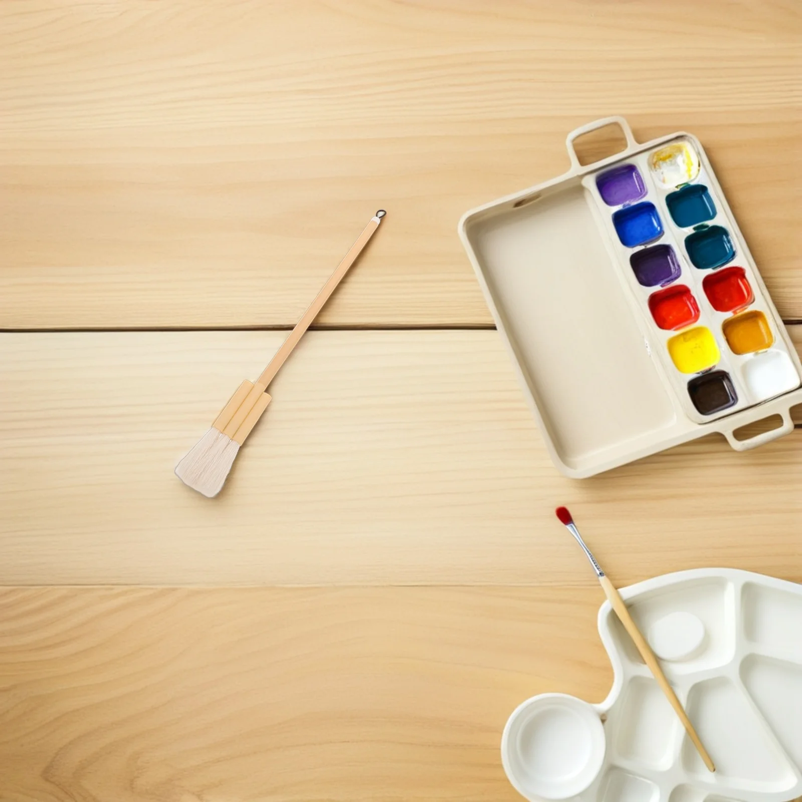 

Goat Hair Watercolor Hake Brush Flat Paintbrush Wood Handle for Wash Blending Background Art Techniques Professional