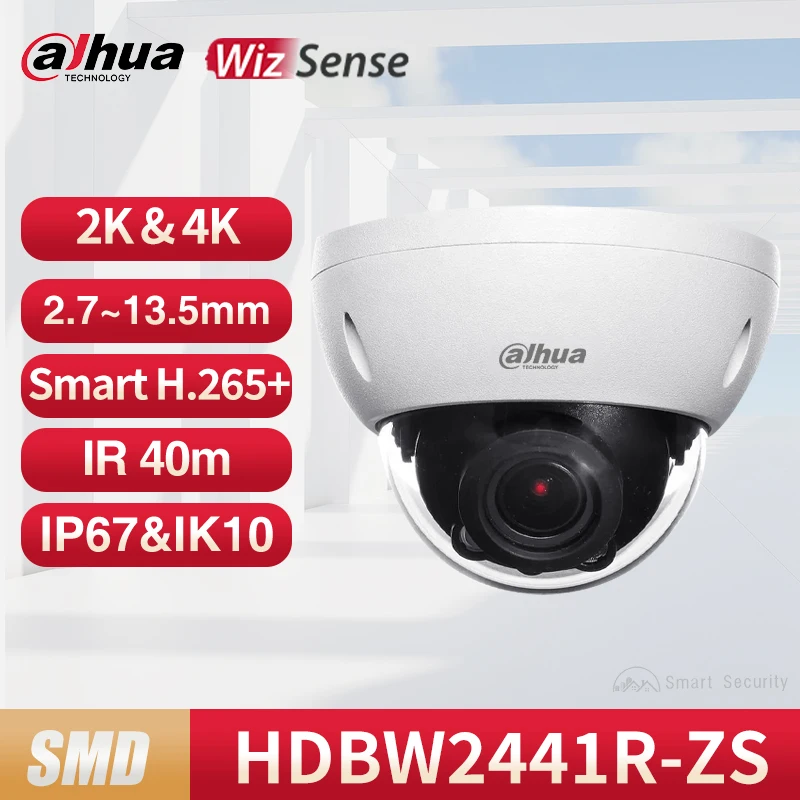 

Dahua 4MP 8MP Motorized Zoom Lens Dome Camera Outdoor Starlight Monitor Supports SD Card IR 40m IP67 IK10 2K 4K IPC HDBW2441R-ZS