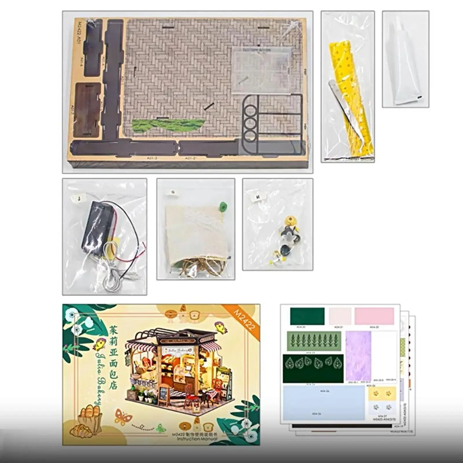 Casa de muñecas en miniatura con muebles, tienda de panadería, manualidades, casa de madera decorativa compacta para bricolaje, para amigos, Día de San Valentín, festivales