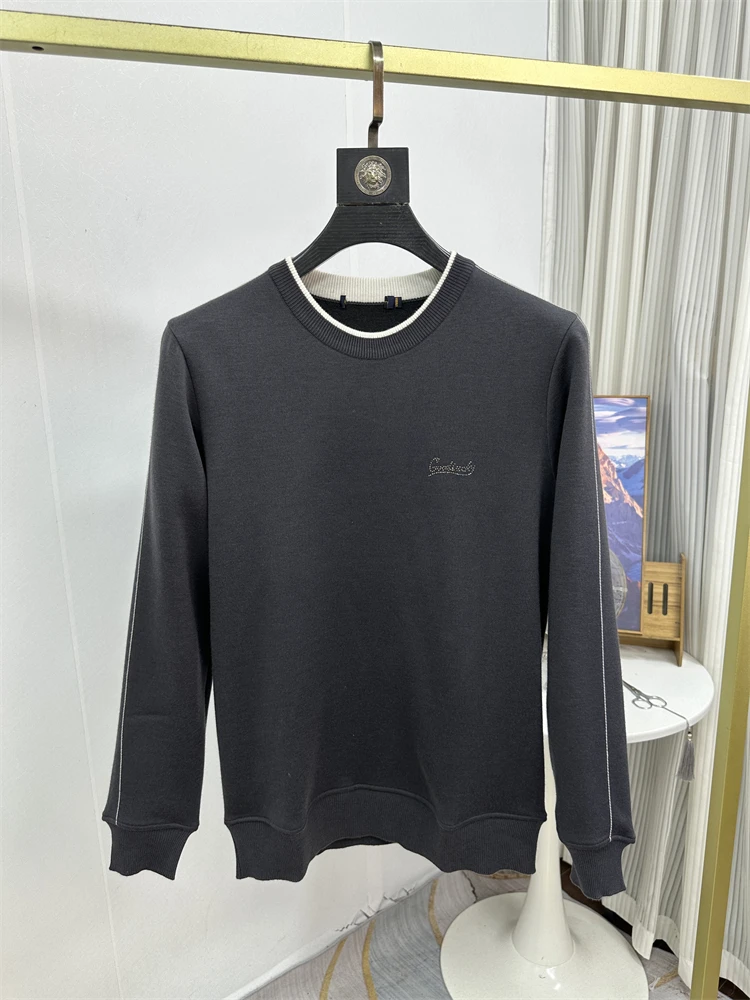 

Men's Casual Long Sve Fce Lined Knitwear Hoodie Base Layer irt Top Faion Trend Brand Tag Removed Spring Autumn