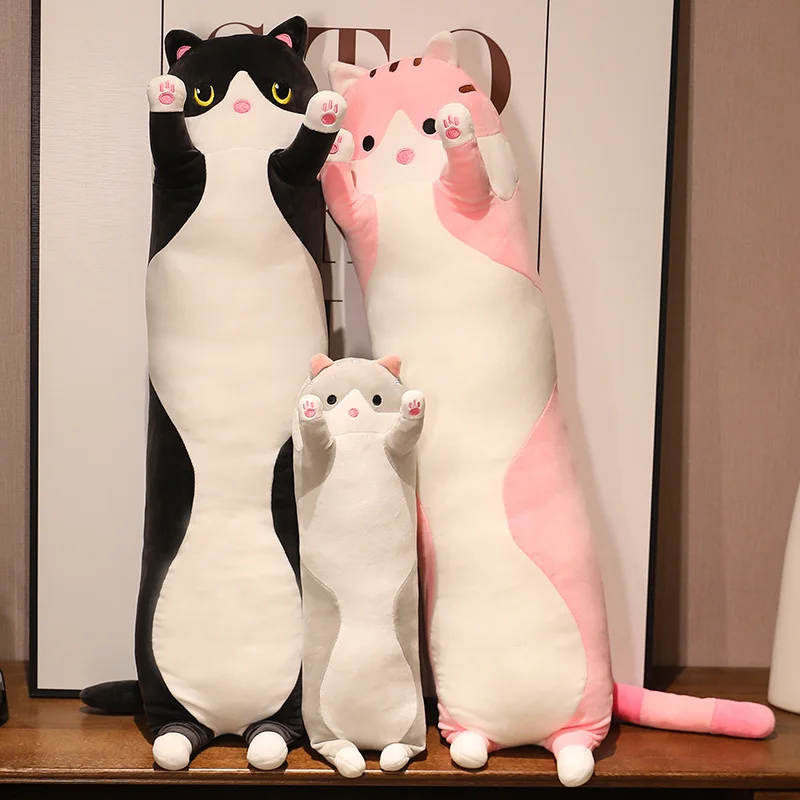 Long cat Pillow Plush Toy Cute Plush Cat Doll Cartoon Soft Stuffed  Kitten Pillow Long Doll Toy Christmas Birthday Gift For Kids