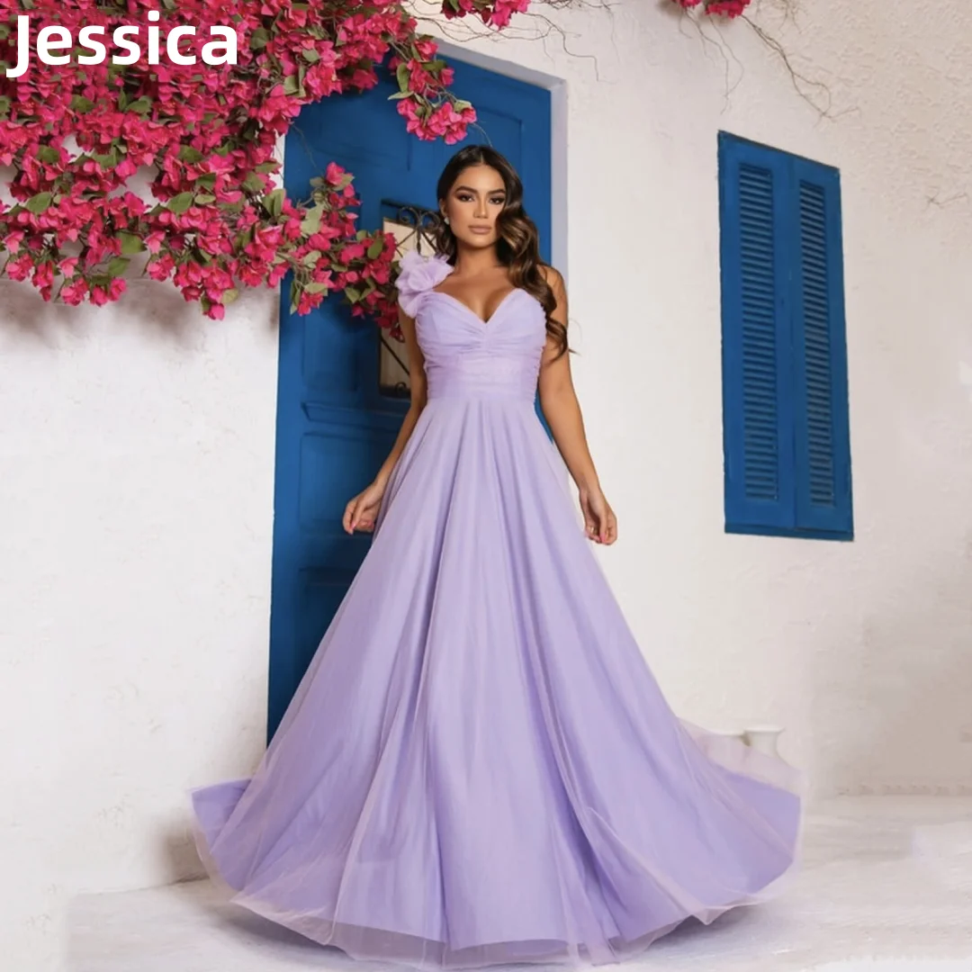 Jessica Purple Prom Dress one Shoulder Tulle Evening Dresses Prom Dresses Elegant Lady Wedding Party Dresses 2024Wedding Dress