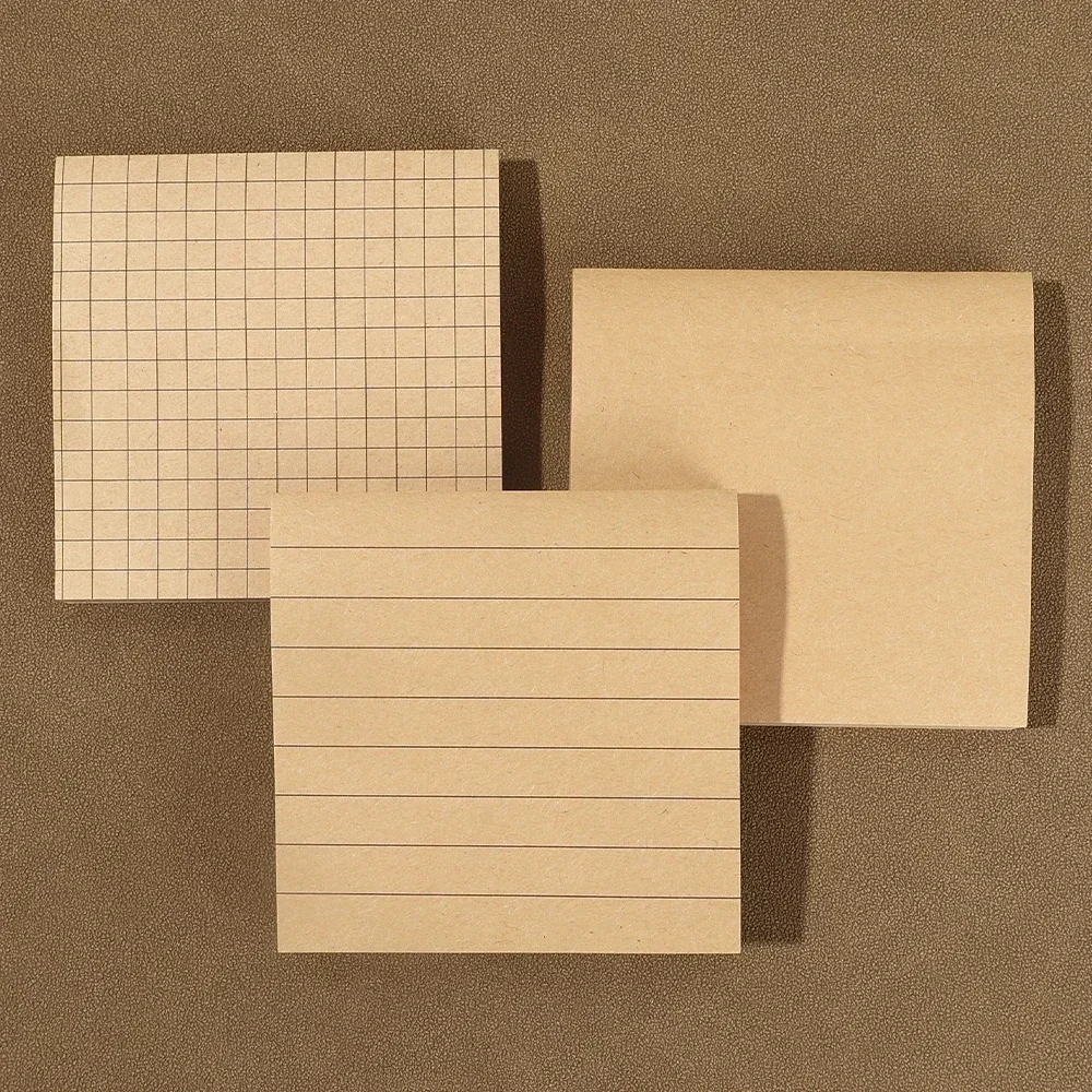 80Sheets/PC Kraft Paper Memo Pad Posted It Khaki / White Sticky Notes Bookmark Writing Pads Office Shool Stationery Supplies