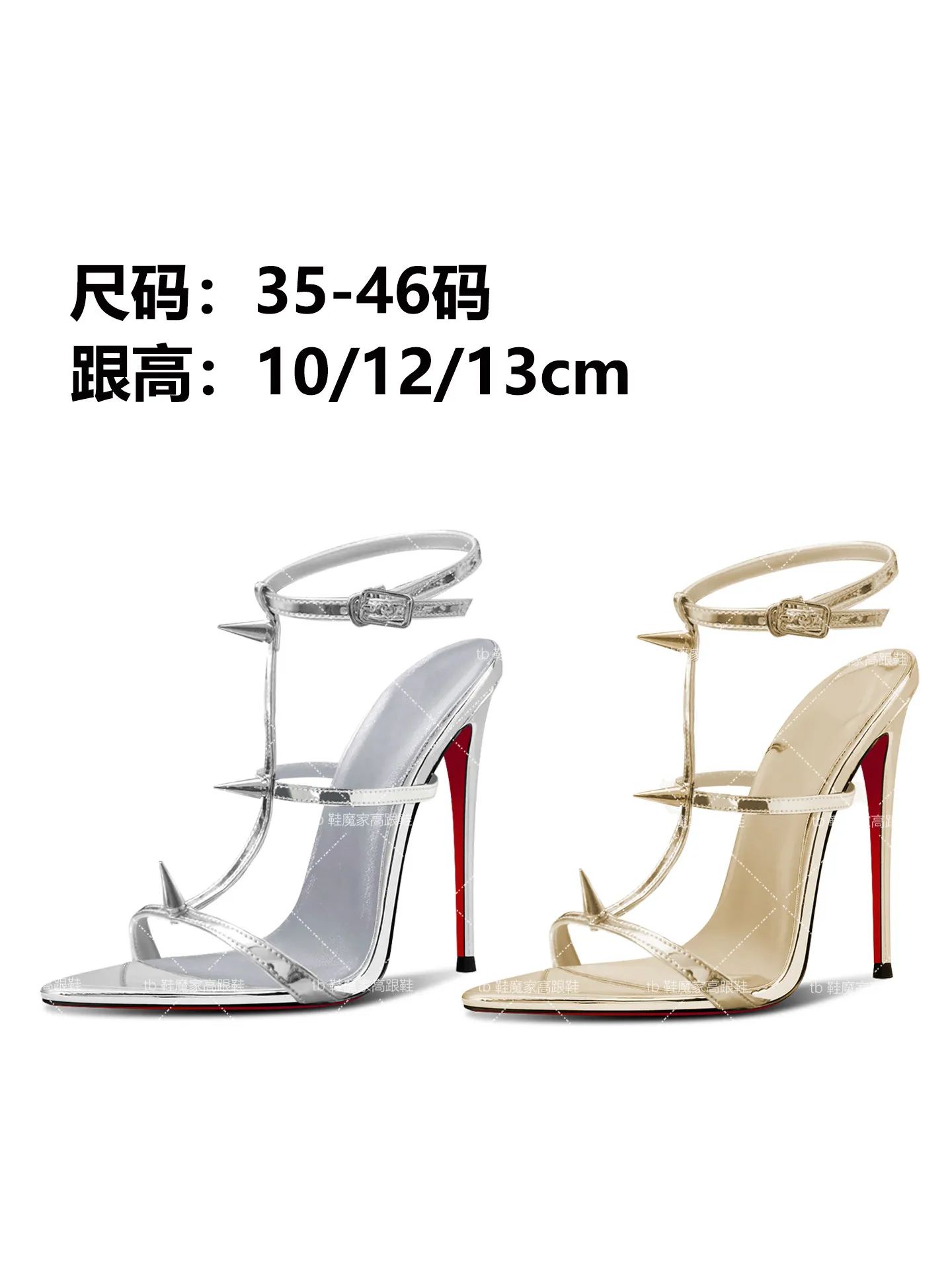 New sexy 12cm pointed gold high-heeled shoes for women with ultra-fine heels and large size Liu Ding high-heeled sandals view 6