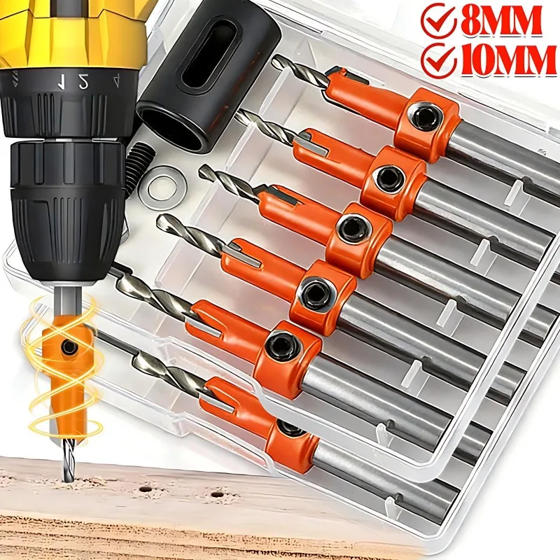 

Набор из 5 шт. HSS сверл для деревообработки: ступенчатые сверла с накатной головкой для установки саморезов и отверстий под винты