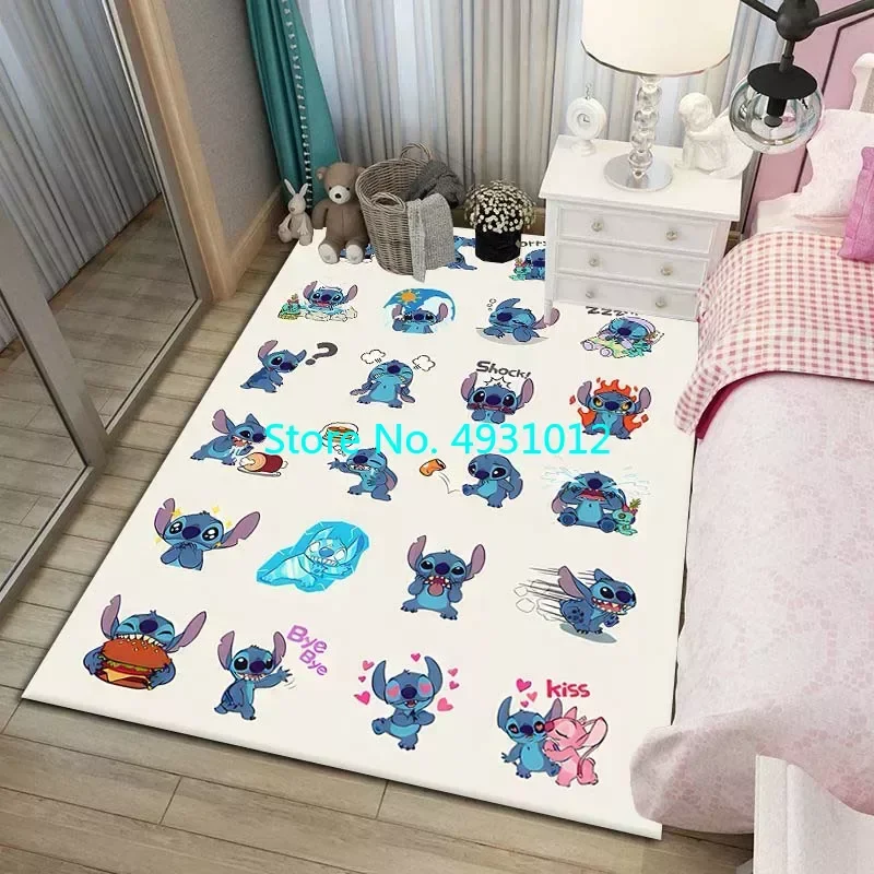 Stitch Pattern Area Rug Carpet Living Room Bedroom Bedside Soft Comfortable Children Kids Anti Slip Floor Mat