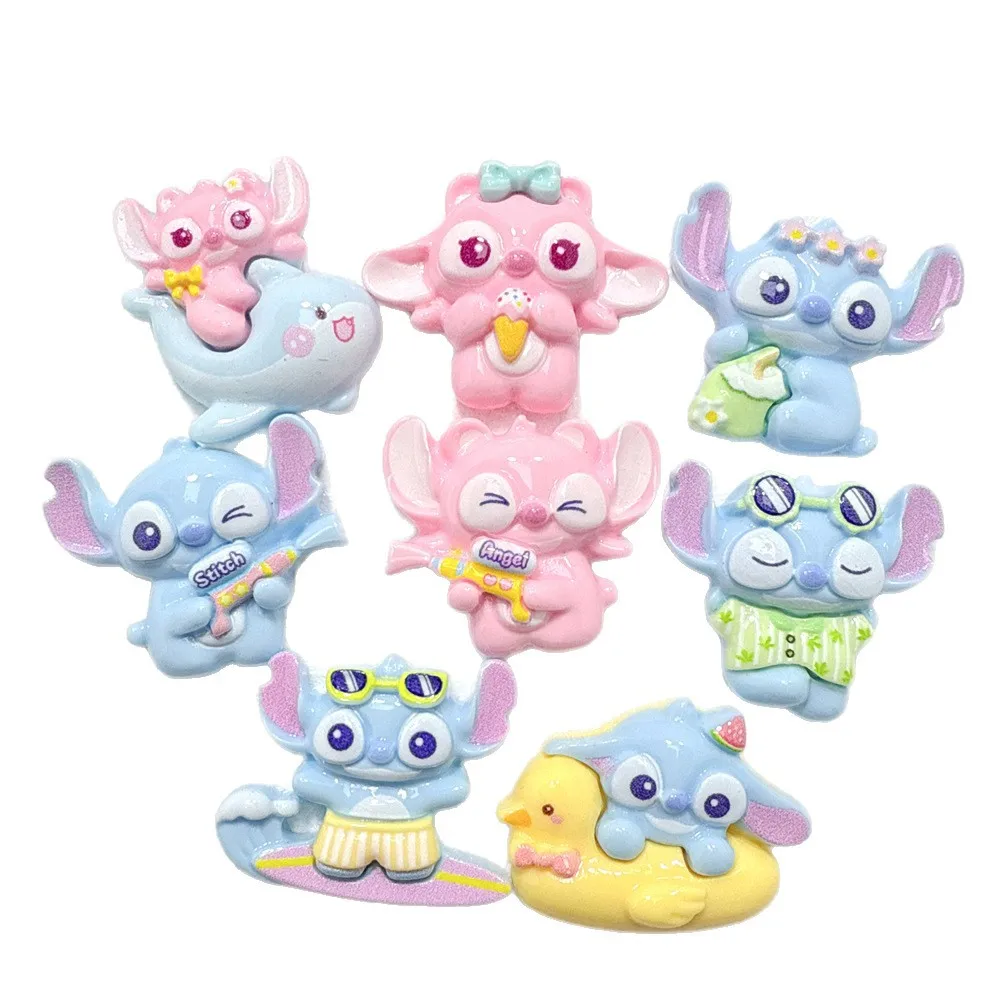 5 шт., маленький мультяшный мальчик, Disney Stitch, смола, плоская задняя часть, сделай сам, подвески для мобильного телефона, шпилька, повязка на голову, кулон, аксессуары из смолы