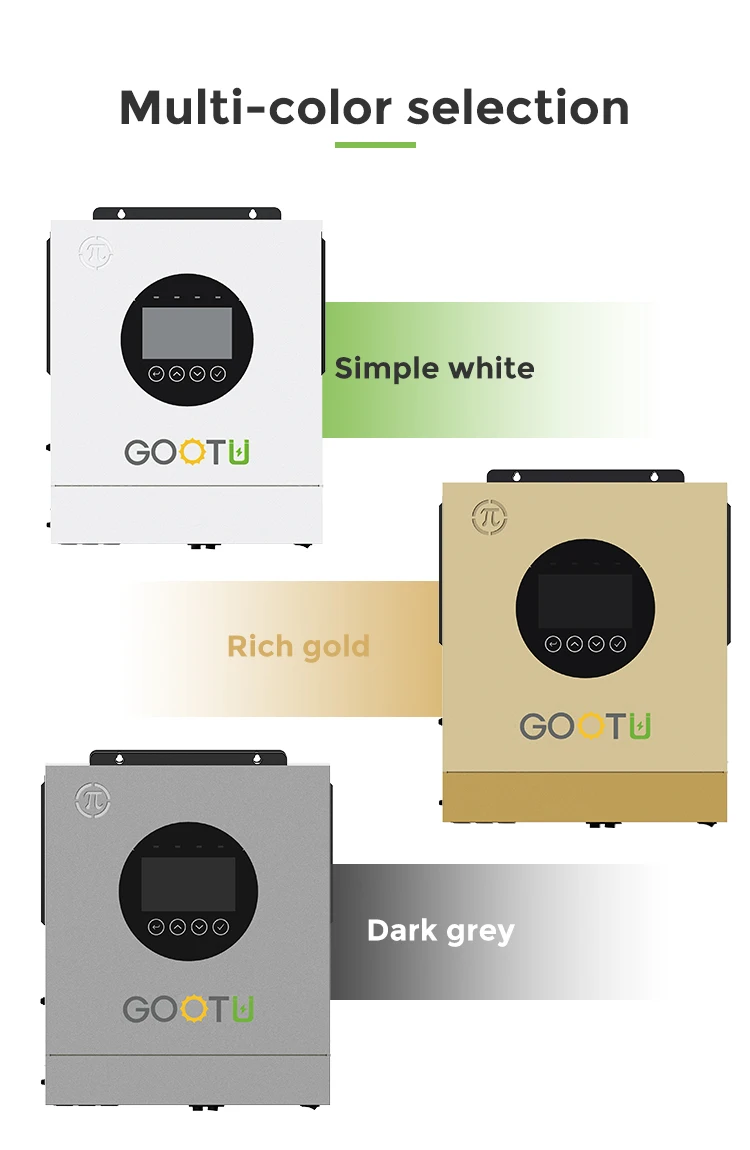 GOOTU 3.6KW/5KW/6KW Hybrid Solar Inverter Dual Output 24V/48V 60-500vdc Pure Sine Wave On/Off Grid for Home Power Supply view 3