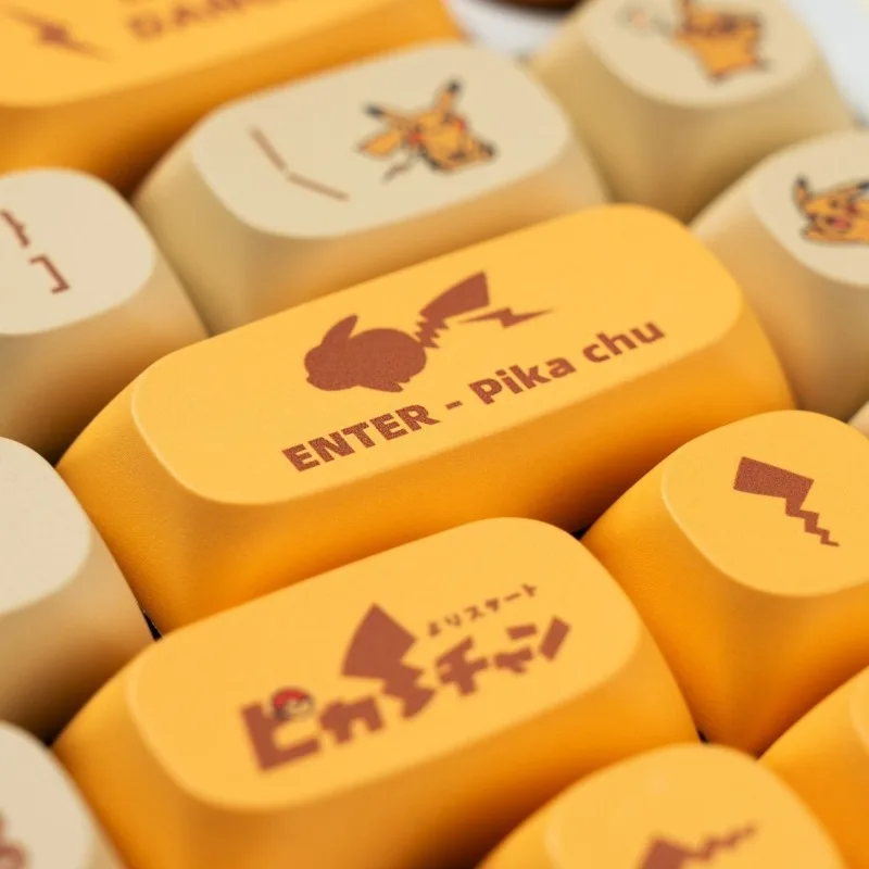 Pokemon Pikachu PBT Keycaps Set MA Profile 129 Key Ergonomic Cute Key Cap for Mx Cherry Profile Gateron Mechanical Keyboard Kit